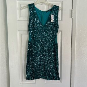Foreign Exchange Teal Sequin Mini Dress